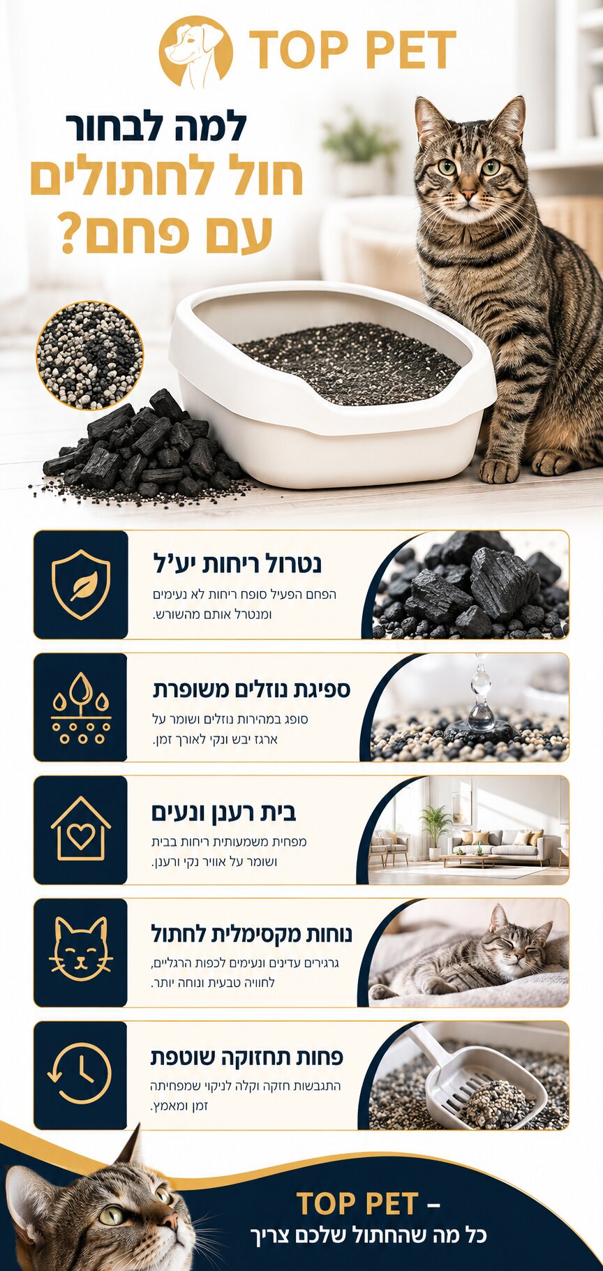 איך לבחור חול לחתולים עם פחם ולשמור על בית נקי מריחות?