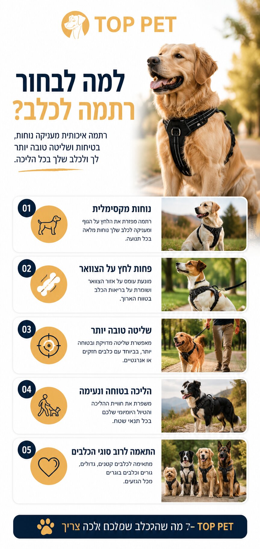 רתמה מומלצת לכלב - המדריך המלא לבחירה נכונה