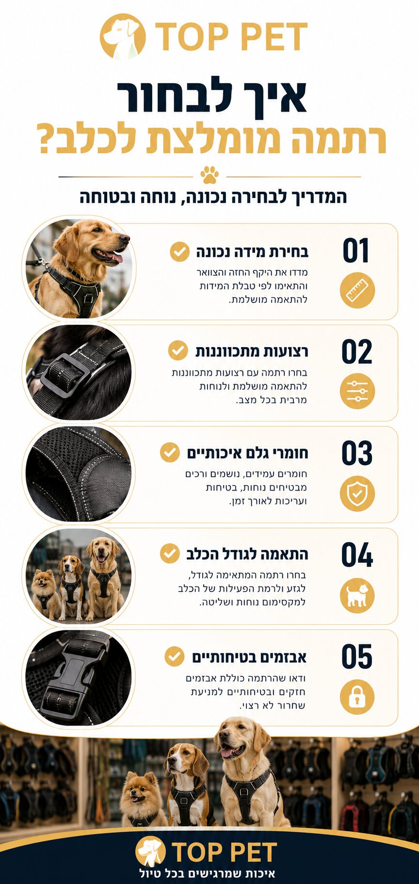 רתמה מומלצת לכלב - המדריך המלא לבחירה נכונה
